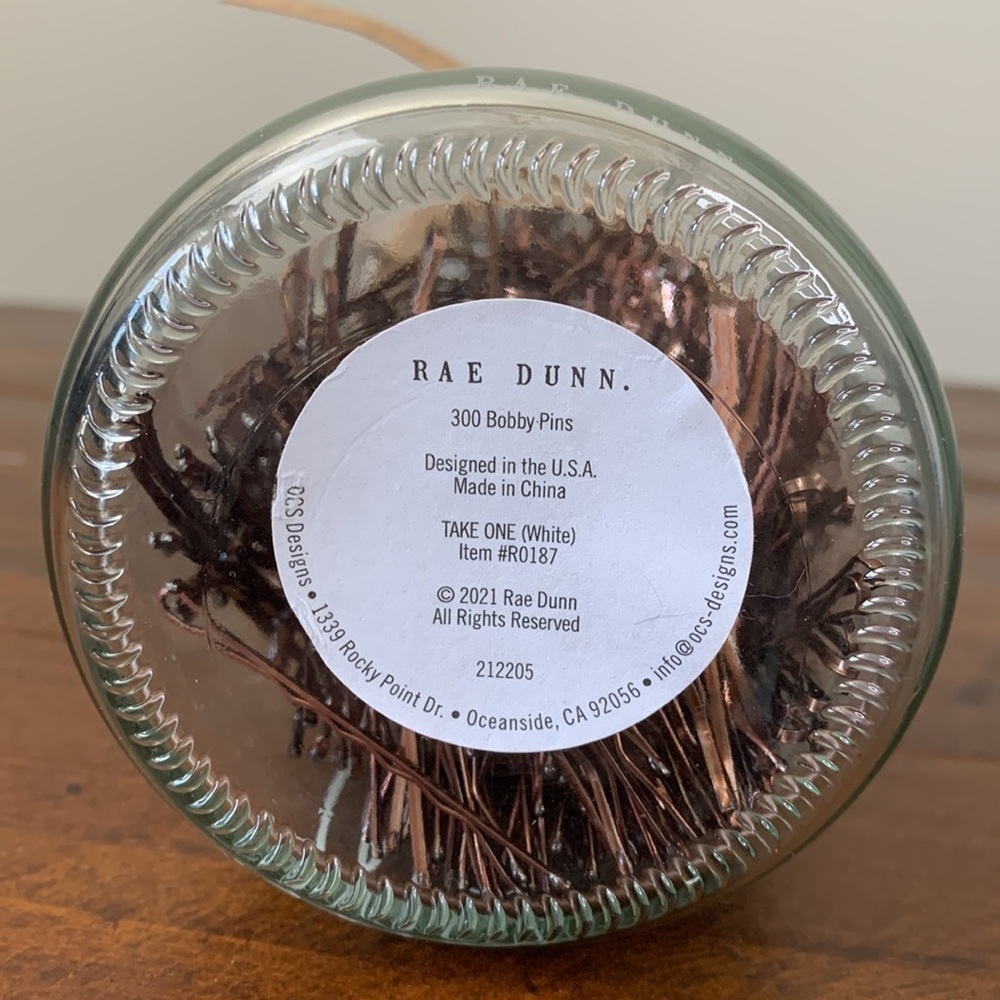 Last 1 - RAE DUNN • “Take One” Glass Jar Bobby Pins - Picture 4 of 6